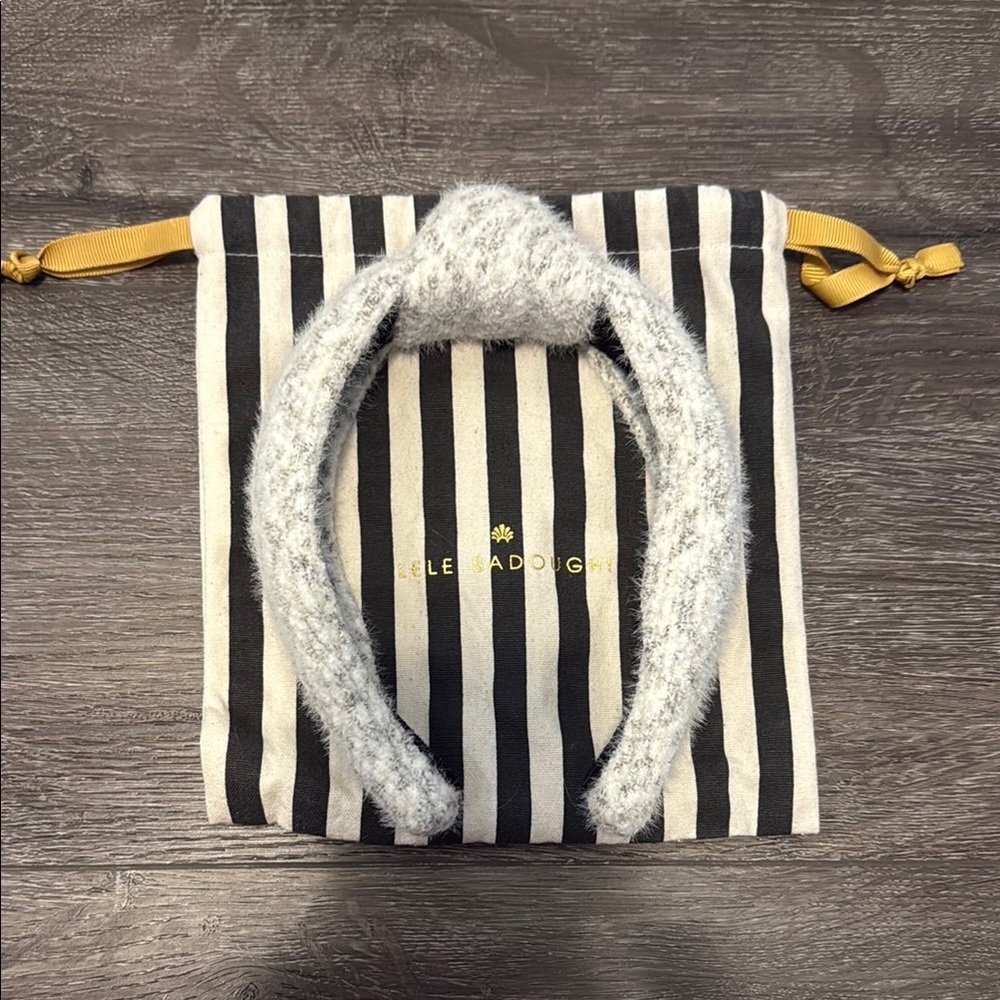 Lele Sadoughi Gray Fuzzy Headband